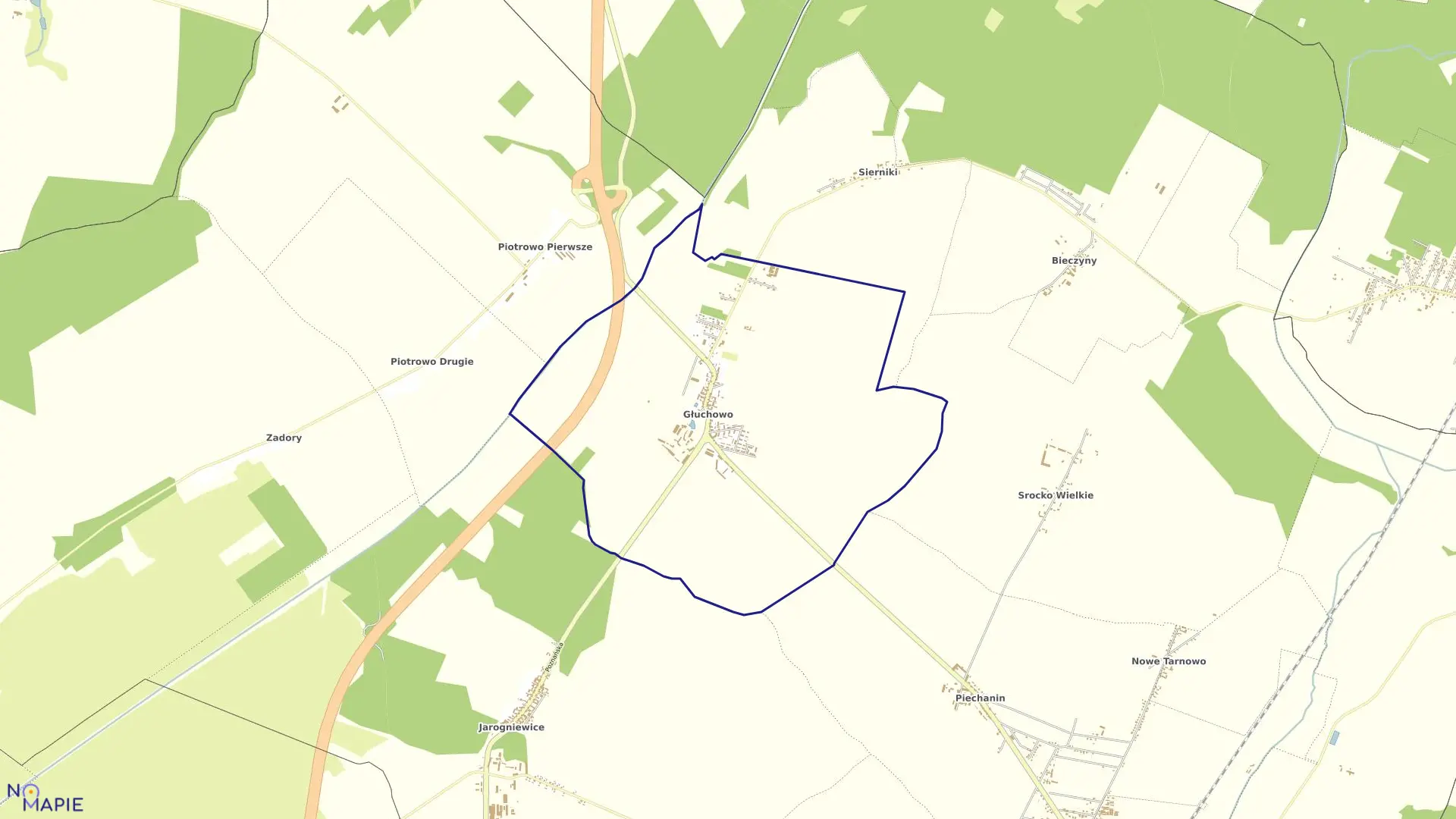 Mapa obrębu GŁUCHOWO w gminie Czempiń