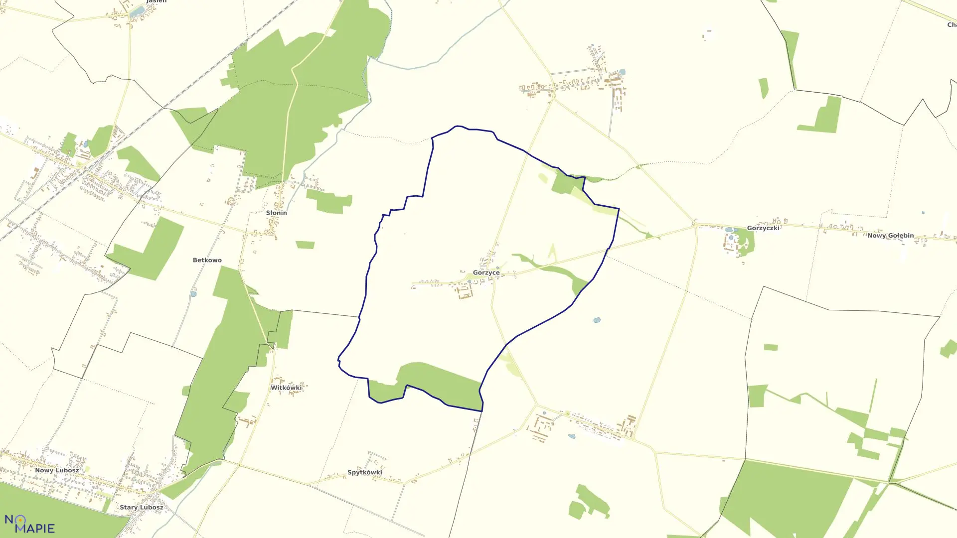 Mapa obrębu GORZYCE w gminie Czempiń